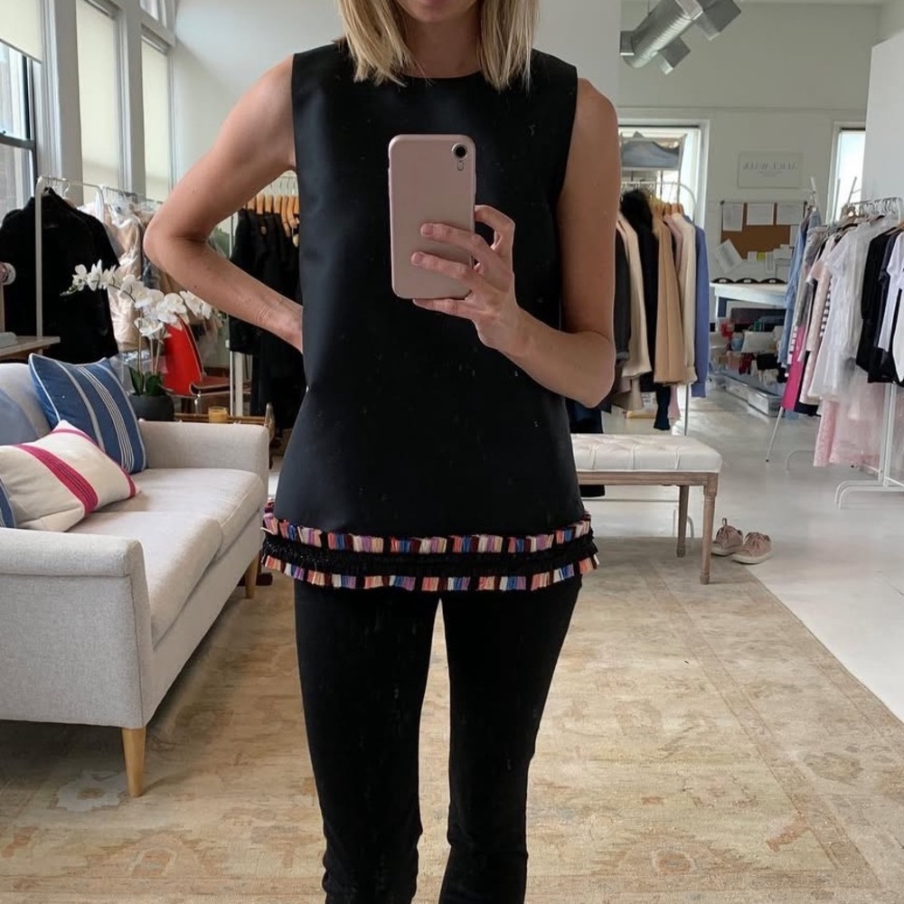 Alice Walk Raffia Fringe Tank Blouse